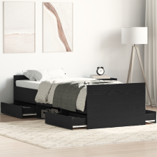 vidaXL Ágykeret matrac nélkül Fekete tölgy 75x190 cm Mérnöki fából ágy és ágykellék