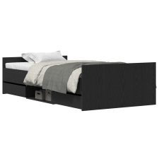 vidaXL Ágykeret Matrac Nélkül Fekete Tölgy 90x190 cm Mérnöki Fa (3329328) ágy és ágykellék