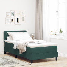 vidaXL Ágykeret Matraccal és LED-del Sötét Zöld 90x190 cm Bársony ágy és ágykellék