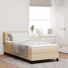 vidaXL Ágykeret matraccal Krém Anyag 100 x 200 cm Ágy matrac ágy és ágykellék