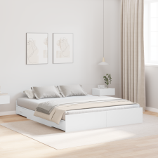 vidaXL Ágykeret tárolóval Fehér 140 x 200 cm Műgyanta és forgácslap ágy és ágykellék