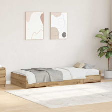vidaXL Ágykeret tárolóval fejtámlával Artisan tölgy 80 x 200 cm Faanyag ágy és ágykellék