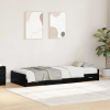 vidaXL Ágykeret tárolóval fejtámlával Fekete tölgy 100 x 200 cm Faanyag