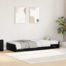 vidaXL Ágykeret tárolóval fejtámlával Fekete tölgy 100 x 200 cm Faanyag ágy és ágykellék