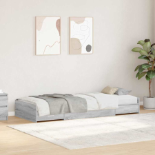 vidaXL Ágykeret tárolóval fejtámlával Szürke Sonoma 90 x 200 cm Faanyag ágy és ágykellék
