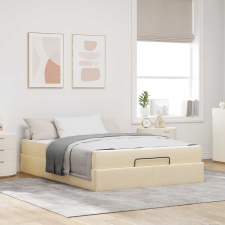 vidaXL Ágykeret tárolóval Krém 160 x 200 cm szövet ágy és ágykellék