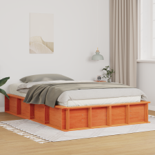 vidaXL Ágykeret tárolóval Viaszbarna 120 x 200 cm Tömör fa ágy és ágykellék