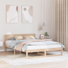 vidaXL Ágykeret Természetes fa Tömör fenyőfa 160 x 200 cm Tartós ágy és ágykellék