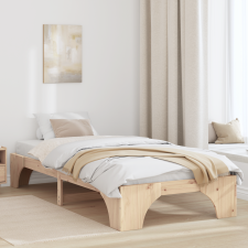 vidaXL Ágykeret Természetes Tömör fenyőfa 100 x 200 cm Tartós ágy és ágykellék