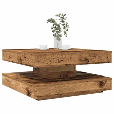 vidaXL antik fa dohányzóasztal 360 fokban forgatható 70x70x34,5 cm bútor