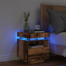 vidaXL antik fa színű éjjeliszekrény LED-világítással 40x39x48,5 cm bútor