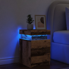 vidaXL antik fa színű szerelt fa éjjeliszekrény LED-del 35x39x55 cm bútor
