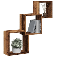 vidaXL antik fa színű szerelt fa fali kocka polcok 68x15x68 cm bútor