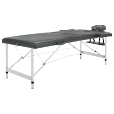 vidaXL Antracit 2 zónás masszázsasztal alumíniumvázzal 186 x 68 cm szépségápolási bútor