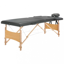 vidaXL antracit 2 zónás masszázsasztal favázzal 186 x 68 cm szépségápolási bútor