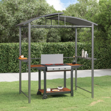 vidaXL antracit acél grillező pavilon oldalsó polcokkal 210x114x230 cm kerti bútor