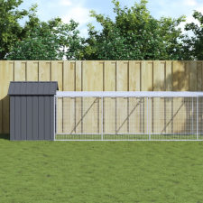 vidaXL antracit horganyzott acél tyúkketrec kifutóval 117x609x123 cm haszonállat felszerelés