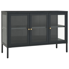 vidaXL antracitszürke acél és üveg tálalószekrény 105 x 35 x 70 cm (336069) bútor