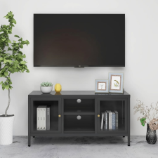 vidaXL antracitszürke acél és üveg TV-szekrény 105 x 35 x 52 cm bútor