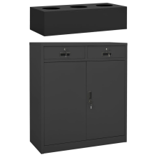 vidaXL antracitszürke acél irodai szekrény ültetőládával 90x40x125 cm irattároló szekrény