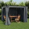 vidaXL antracitszürke acél pavilon függönyökkel 3 x 3 m