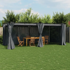 vidaXL antracitszürke acél pavilon függönyökkel 6 x 3 m kerti bútor