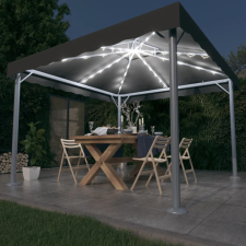 vidaXL antracitszürke alumíniumpavilon LED fényfüzérrel 300 x 300 cm kerti bútor