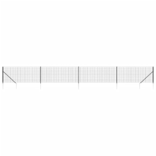 vidaXL antracitszürke dróthálós kerítés cövekekkel 0,8x10 m (154256) építőanyag