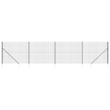 vidaXL antracitszürke dróthálós kerítés cövekekkel 2x10 m (154262) építőanyag