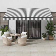 vidaXL antracitszürke és fehér kézzel kihúzható napellenző 400x350 cm kerti bútor