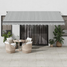 vidaXL antracitszürke és fehér kézzel kihúzható napellenző 450x350 cm kerti bútor