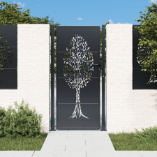 vidaXL antracitszürke famintás acél kertkapu 105 x 205 cm kerti bútor