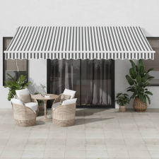 vidaXL Antracitszürke-fehér led-es automata napellenző 450 x 300 cm kerti bútor