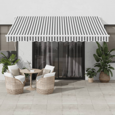 vidaXL Antracitszürke-fehér led-es kézi napellenző 400 x 350 cm kerti bútor