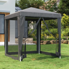vidaXL Antracitszürke HDPE rendezvénysátor 4 hálós oldalfallal 2 x 2 m kerti bútor