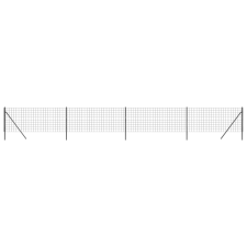 vidaXL antracitszürke horganyzott acél dróthálós kerítés 0,8x10 m (154224) építőanyag