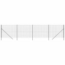 vidaXL antracitszürke horganyzott acél dróthálós kerítés 1,6x10 m (154228) építőanyag