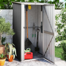vidaXL antracitszürke horganyzott acél kerti fészer 118,5x97x209,5 cm kerti tárolás