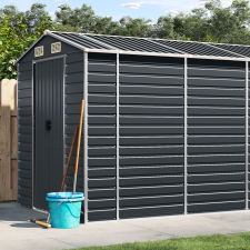 vidaXL Antracitszürke horganyzott acél kerti fészer 191 x 470 x 198 cm kerti tárolás