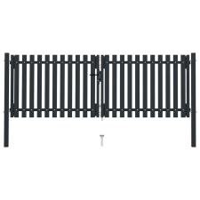 vidaXL antracitszürke kétajtós acél kerítéskapu 306 x 150 cm építőanyag