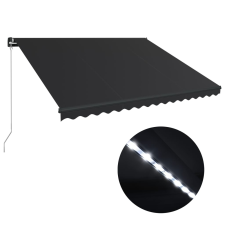 vidaXL antracitszürke kézzel behúzható LED-es napellenző 400 x 300 cm kerti bútor