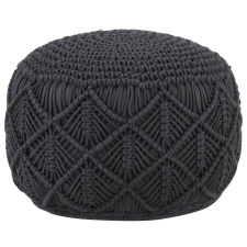 vidaXL antracitszürke kézzel készült makramé pamutpuff 45 x 30 cm bútor