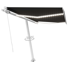 vidaXL antracitszürke kézzel kihúzható LED-es napellenző 300 x 250 cm kerti bútor