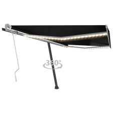 vidaXL antracitszürke kézzel kihúzható LED-es napellenző 450 x 350 cm kerti bútor