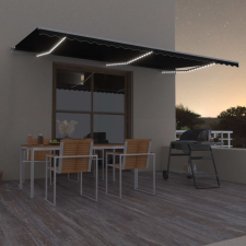 vidaXL antracitszürke kézzel kihúzható LED-es napellenző 600 x 300 cm kerti bútor
