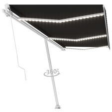 vidaXL antracitszürke kézzel kihúzható LED-es napellenző 600 x 300 cm kerti bútor