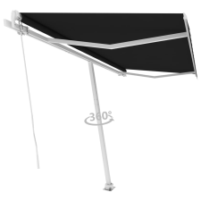 vidaXL antracitszürke kézzel kihúzható póznás napellenző 450 x 350 cm kerti bútor
