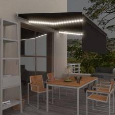 vidaXL antracitszürke kihúzható LED-es napellenző redőnnyel 4 x 3 m kerti bútor