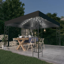 vidaXL antracitszürke pavilon LED fényfüzérrel 3 x 3 m kerti bútor