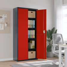 vidaXL antracitszürke-piros acél irattartó szekrény 90x40x200 cm bútor